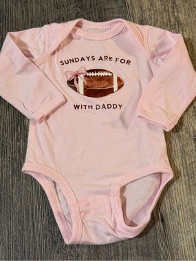 Sweet Wink Sundays Are For Daddy Pink Football Bodysuit 3-6 Months Bow
